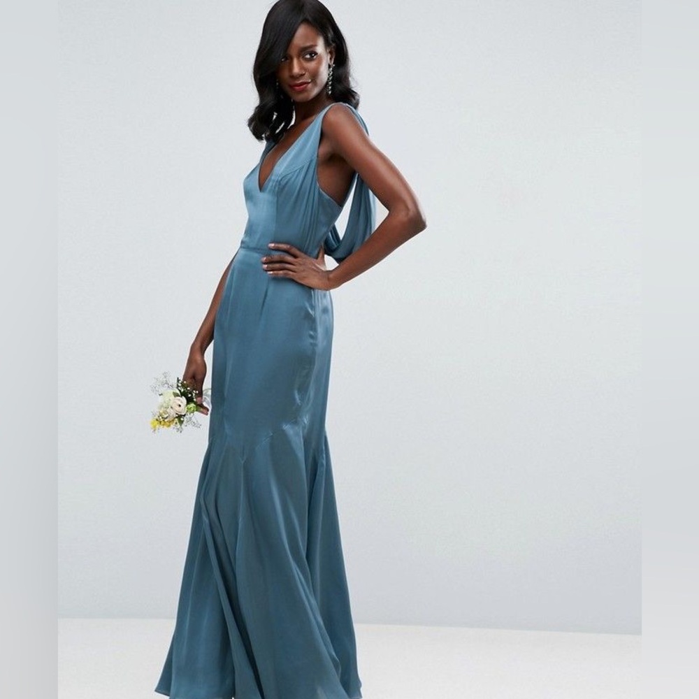 ASOS cowl neck dress satin maxi size us 8